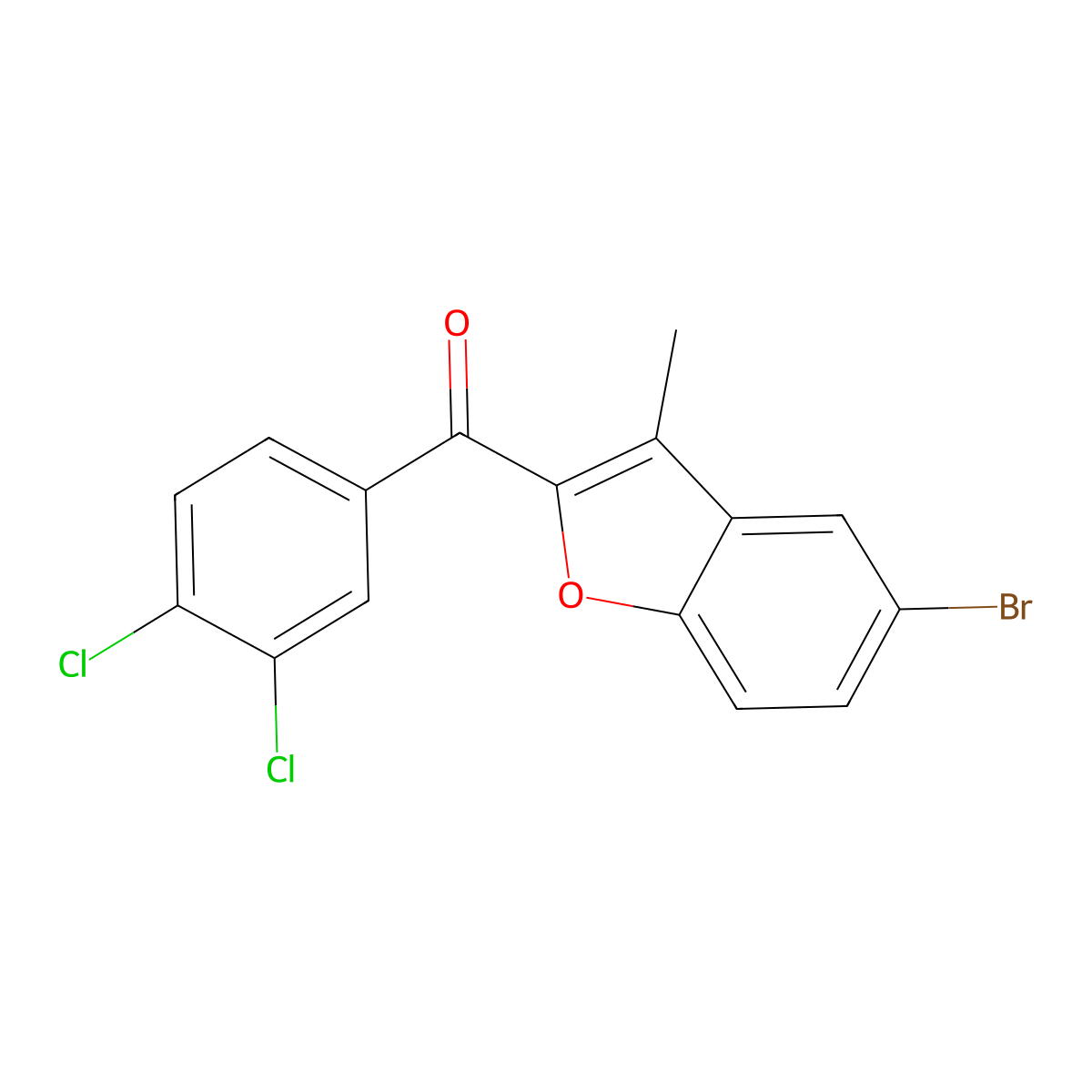 (5-Bromo-3-methyl-1-benzofuran-2-yl)(3,4-dichlorophenyl)methanone molecular structure, CAS 303145-30-4