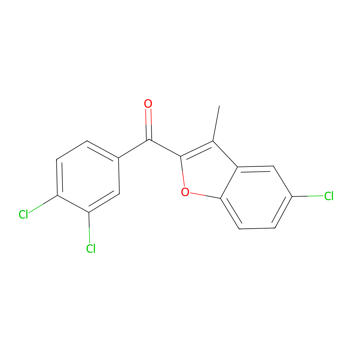 (5-Chloro-3-methyl-1-benzofuran-2-yl)(3,4-dichlorophenyl)methanone molecular structure, CAS 303145-31-5