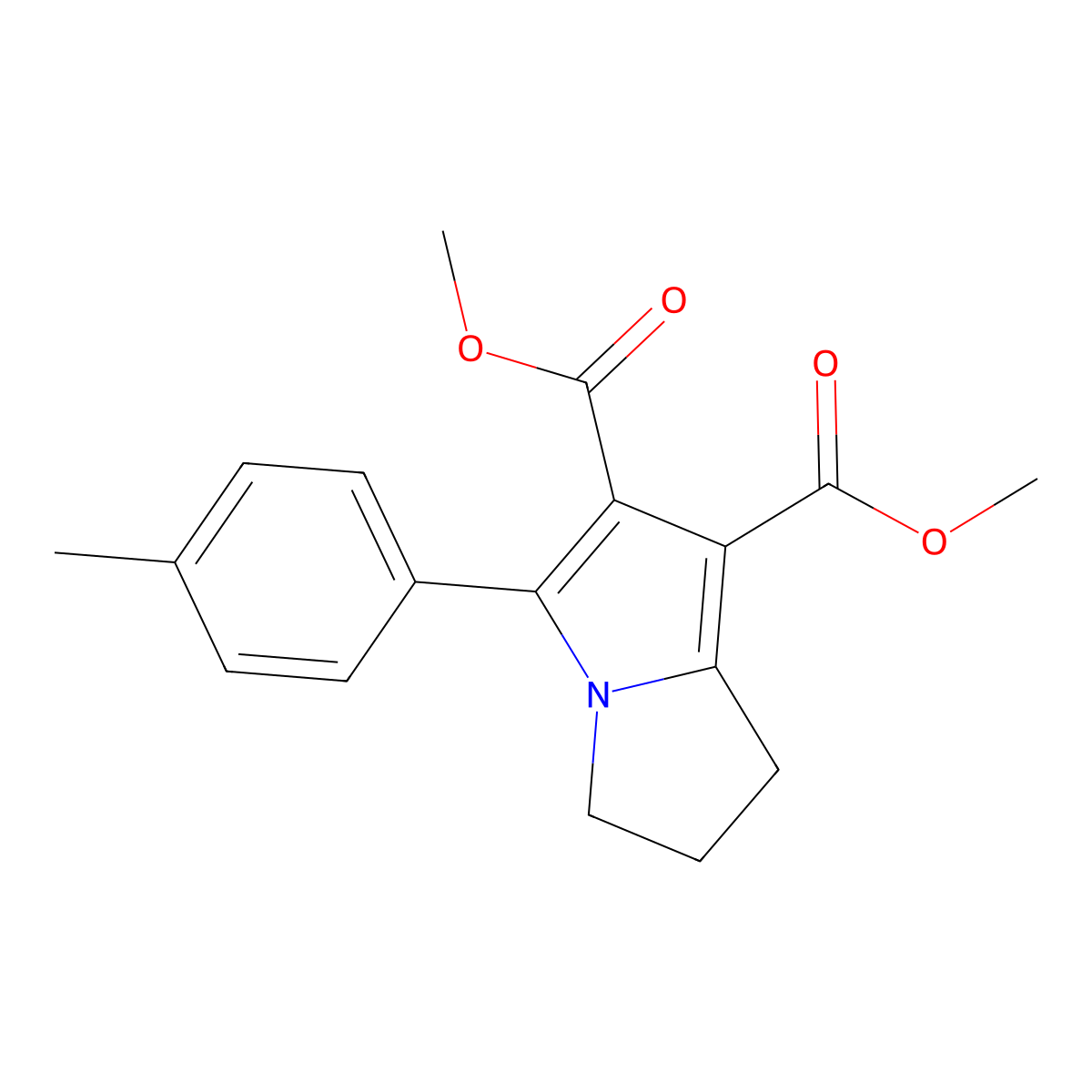 dimethyl 5-(4-methylphenyl)-2,3-dihydro-1H-pyrrolizine-6,7-dicarboxylate molecular structure, CAS 303145-34-8
