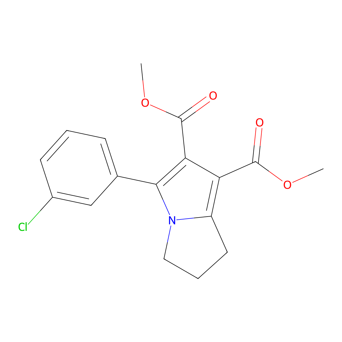 dimethyl 5-(3-chlorophenyl)-2,3-dihydro-1H-pyrrolizine-6,7-dicarboxylate molecular structure, CAS 303145-36-0