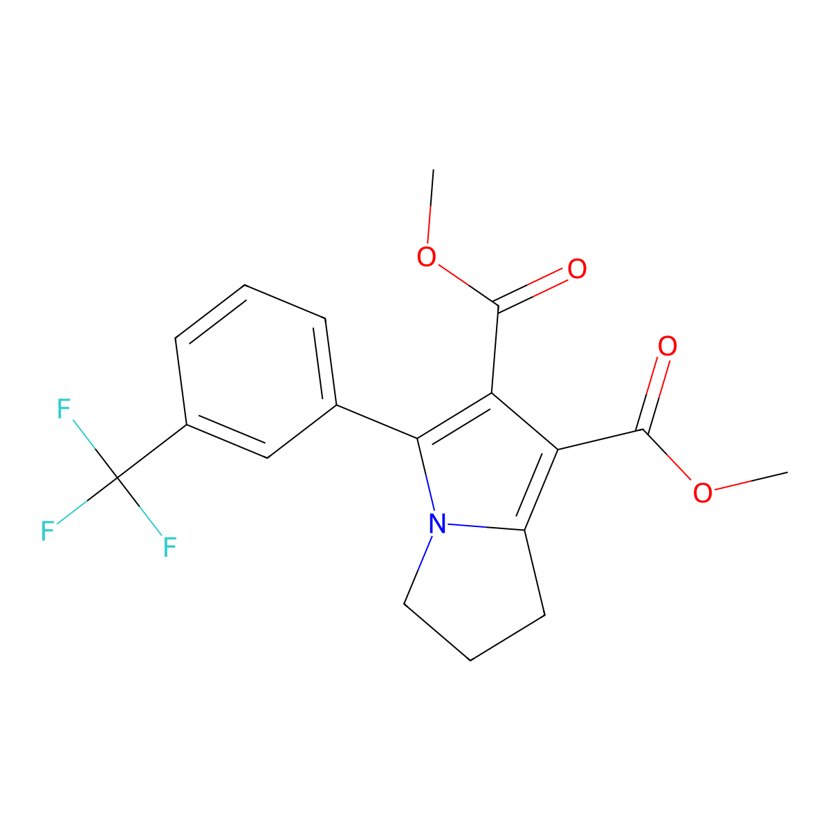 Dimethyl 5-(3-(trifluoromethyl)phenyl)-2,3-dihydro-1H-pyrrolizine-6,7-dicarboxylate molecular structure, CAS 303145-37-1