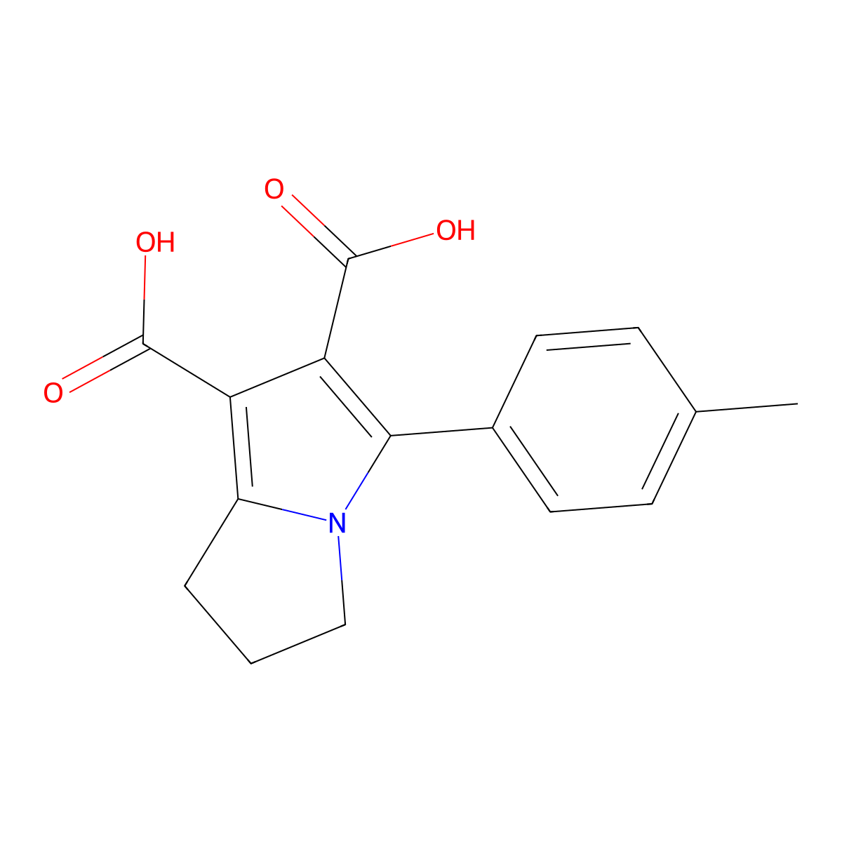 5-(4-methylphenyl)-2,3-dihydro-1H-pyrrolizine-6,7-dicarboxylic acid molecular structure, CAS 303145-38-2