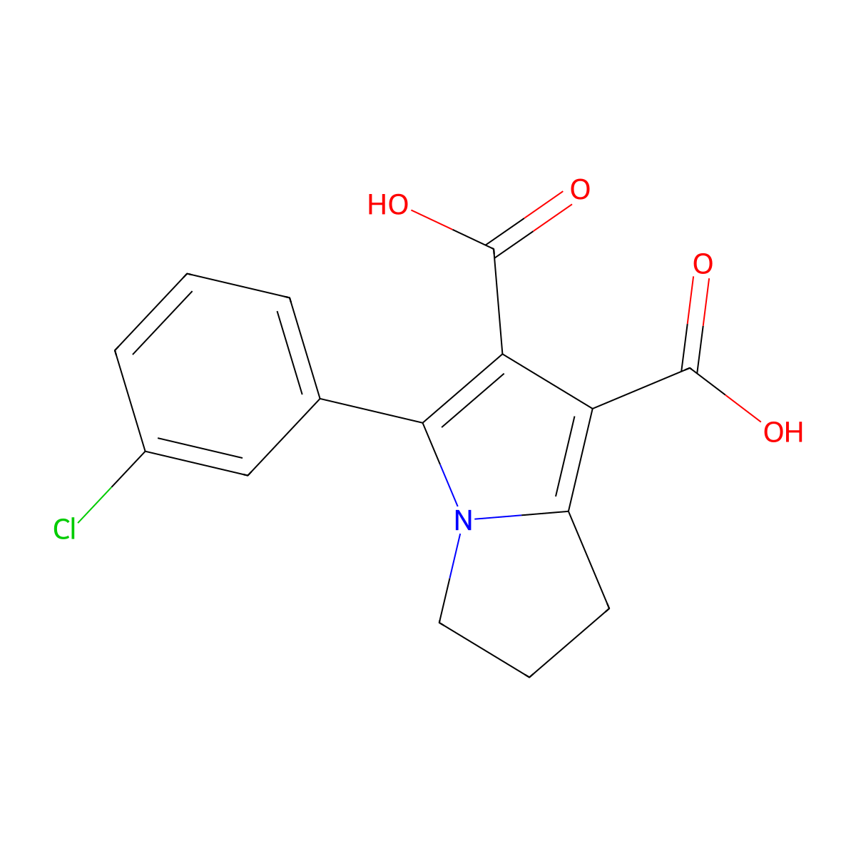 5-(3-chlorophenyl)-2,3-dihydro-1H-pyrrolizine-6,7-dicarboxylic acid molecular structure, CAS 303145-40-6
