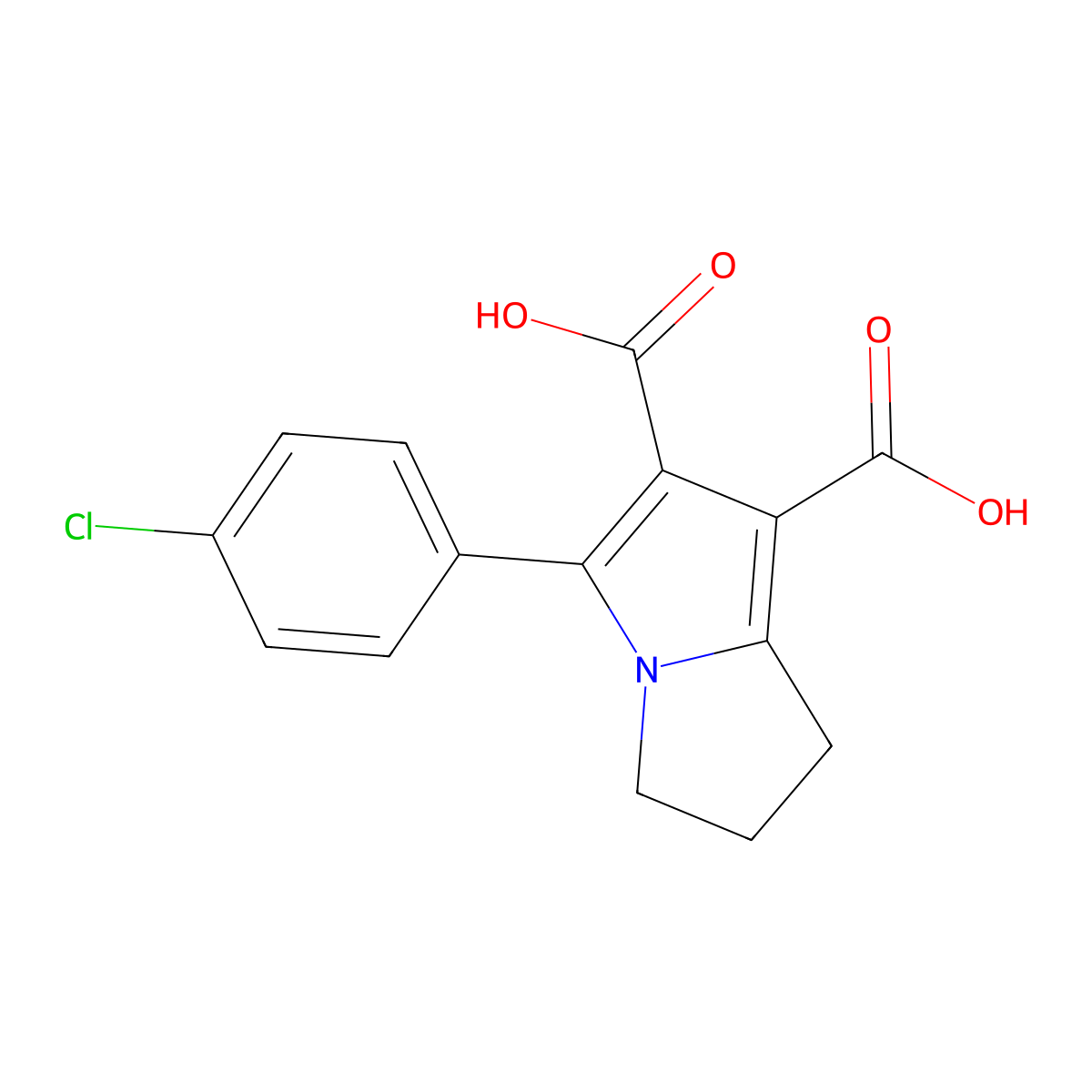 5-(4-chlorophenyl)-2,3-dihydro-1H-pyrrolizine-6,7-dicarboxylic acid molecular structure, CAS 303145-41-7