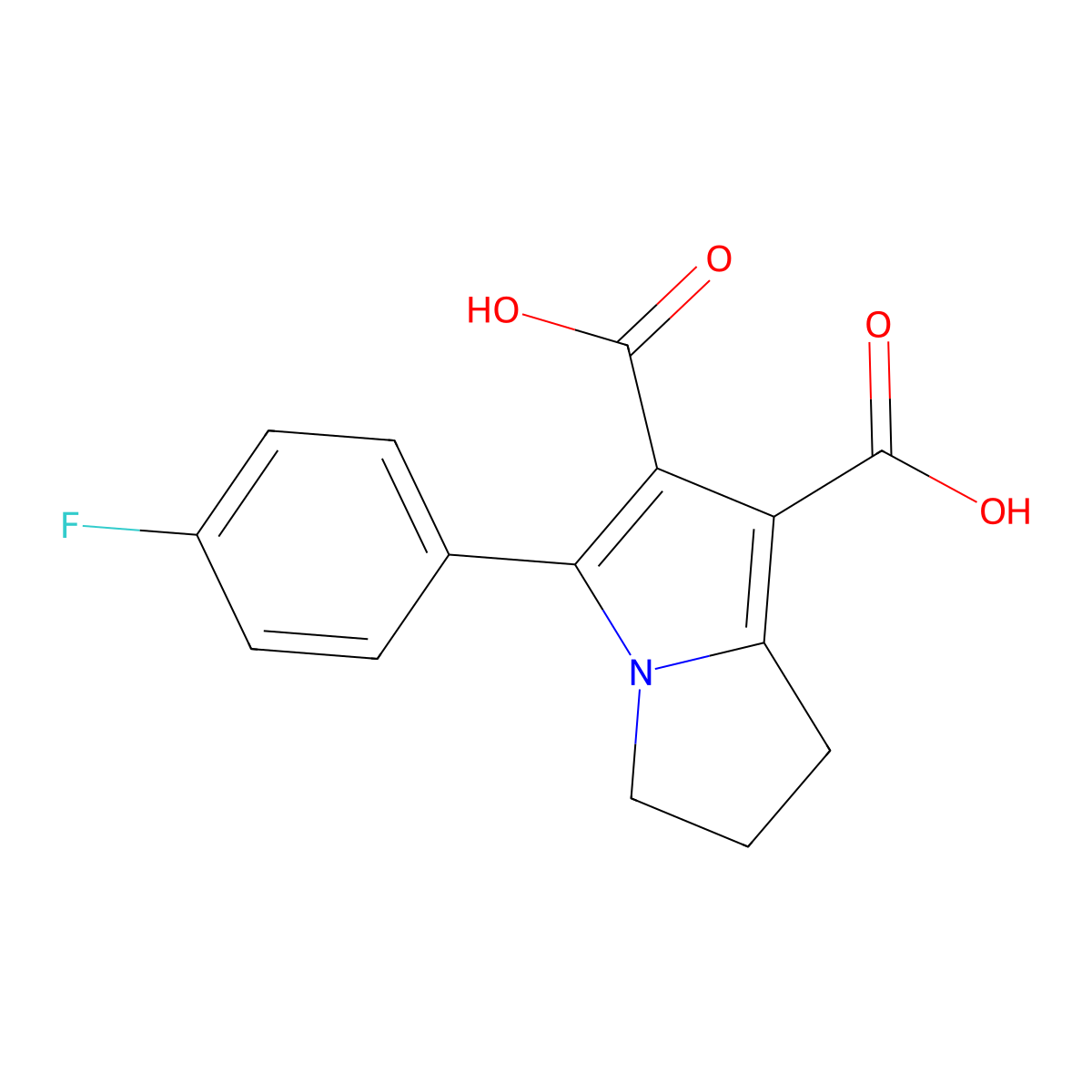 5-(4-fluorophenyl)-2,3-dihydro-1H-pyrrolizine-6,7-dicarboxylic acid molecular structure, CAS 303145-42-8