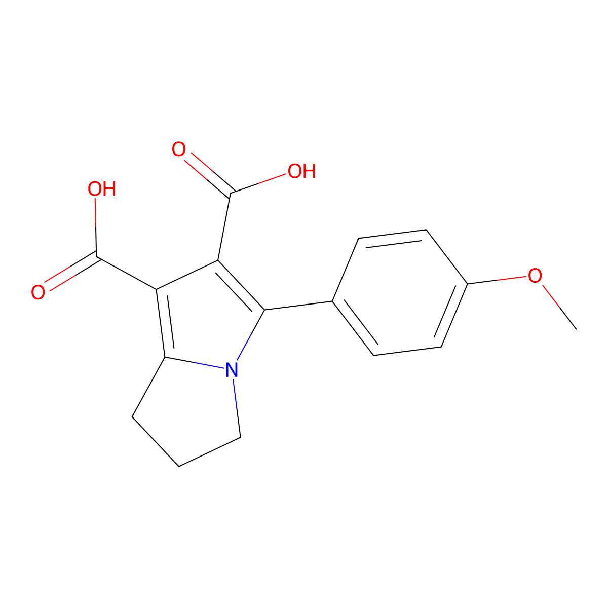 5-(4-methoxyphenyl)-2,3-dihydro-1H-pyrrolizine-6,7-dicarboxylic acid molecular structure, CAS 303145-43-9