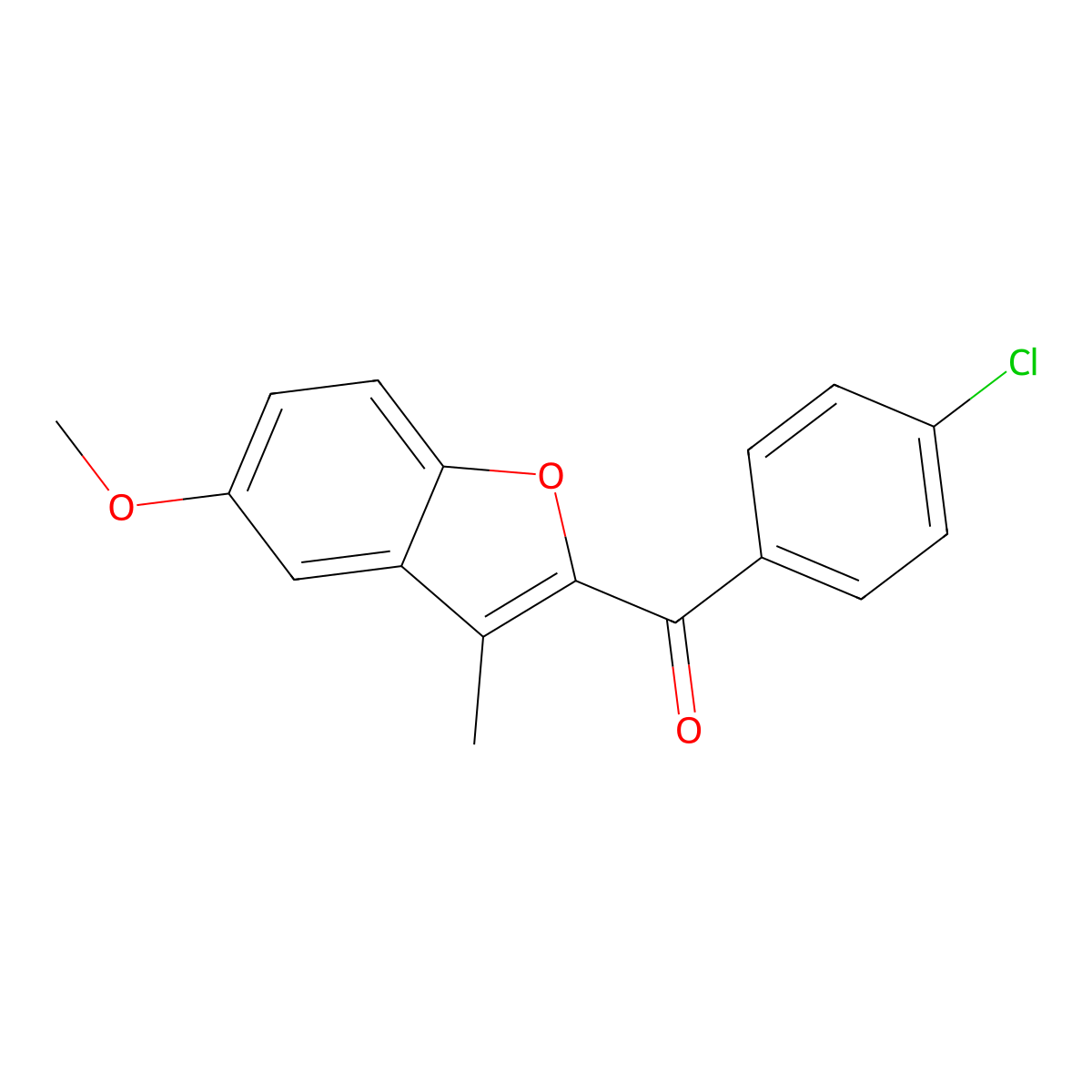 (4-Chlorophenyl)(5-methoxy-3-methyl-1-benzofuran-2-yl)methanone molecular structure, CAS 303145-45-1