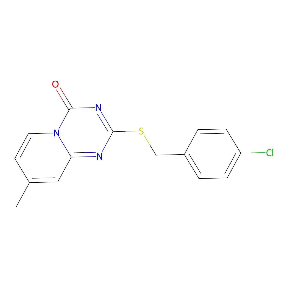 2-[(4-Chlorophenyl)methylsulfanyl]-8-methylpyrido[1,2-a][1,3,5]triazin-4-one molecular structure, CAS 303145-47-3