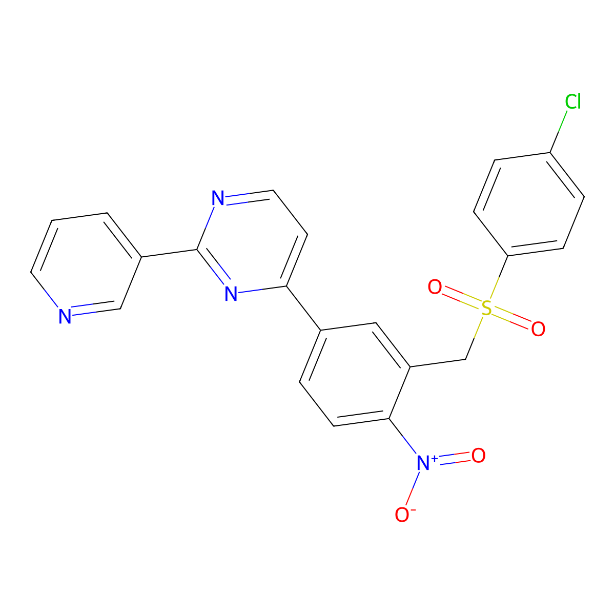 4-(3-(((4-Chlorophenyl)sulfonyl)methyl)-4-nitrophenyl)-2-(3-pyridinyl)pyrimidine molecular structure, CAS 303145-52-0