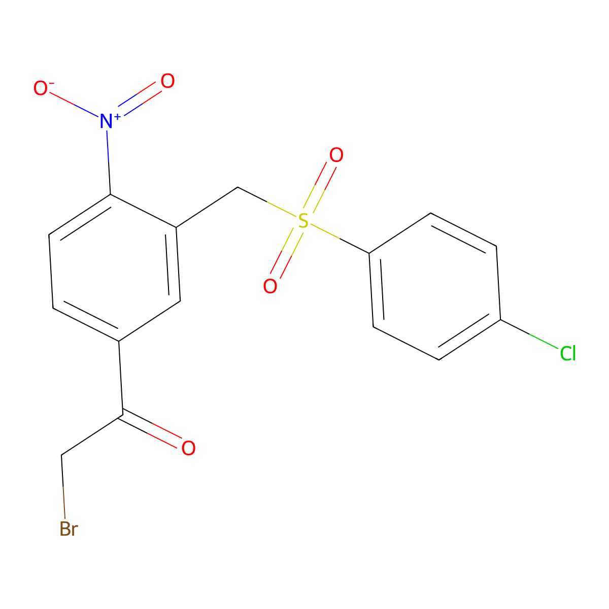 2-Bromo-1-(3-(((4-chlorophenyl)sulfonyl)methyl)-4-nitrophenyl)-1-ethanone molecular structure, CAS 303145-53-1