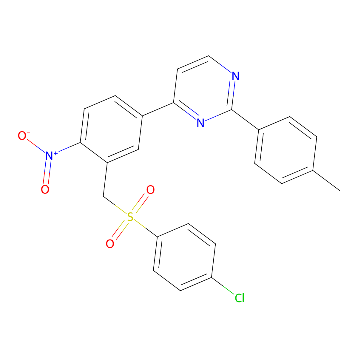 4-(3-(((4-Chlorophenyl)sulfonyl)methyl)-4-nitrophenyl)-2-(4-methylphenyl)pyrimidine molecular structure, CAS 303145-54-2