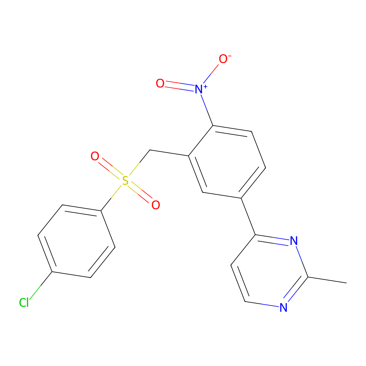 4-(3-(((4-Chlorophenyl)sulfonyl)methyl)-4-nitrophenyl)-2-methylpyrimidine molecular structure, CAS 303145-55-3