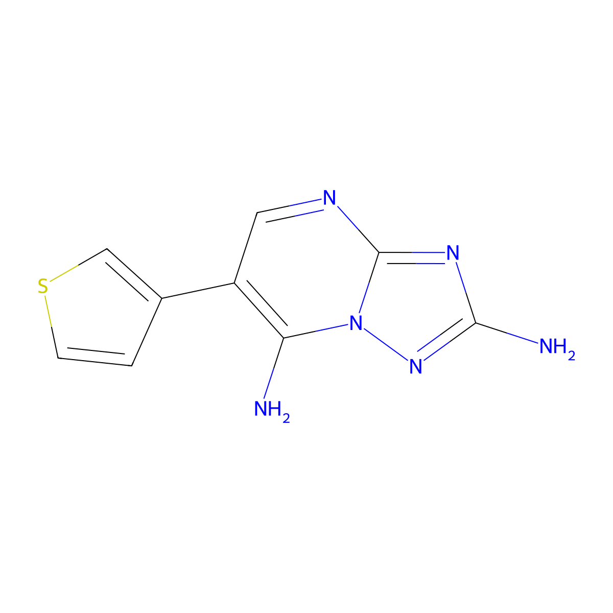 6-(3-Thienyl)[1,2,4]triazolo[1,5-a]pyrimidine-2,7-diamine molecular structure, CAS 303145-70-2