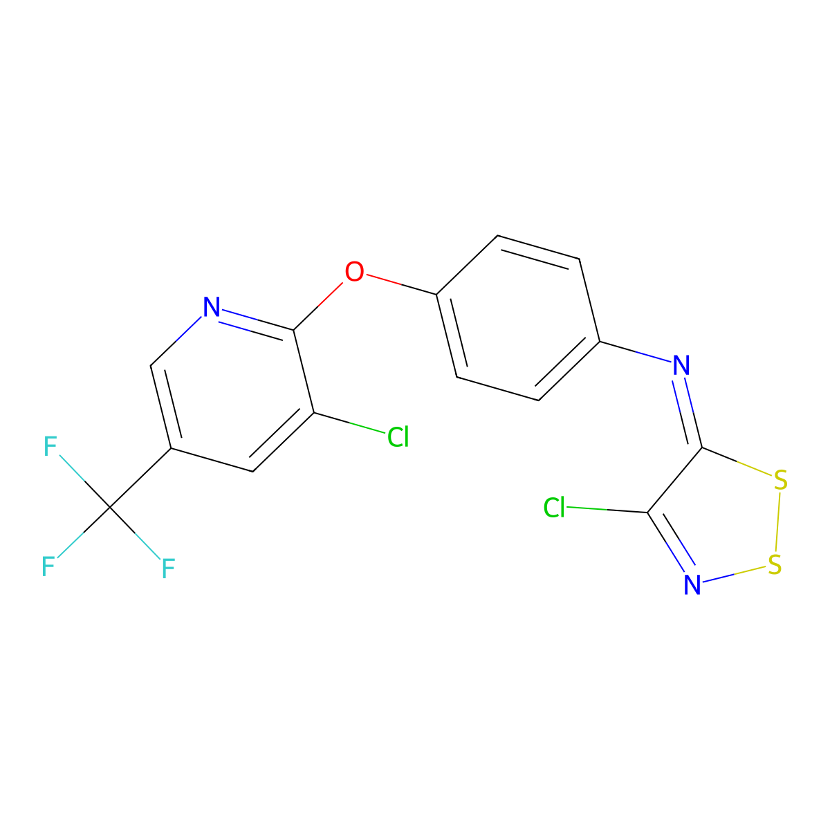 4-chloro-N-[4-[3-chloro-5-(trifluoromethyl)pyridin-2-yl]oxyphenyl]dithiazol-5-imine molecular structure, CAS 303146-02-3