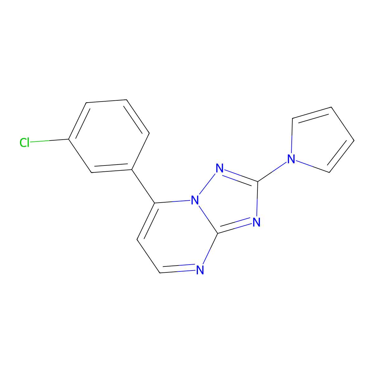 7-(3-chlorophenyl)-2-(1H-pyrrol-1-yl)[1,2,4]triazolo[1,5-a]pyrimidine molecular structure, CAS 303146-07-8