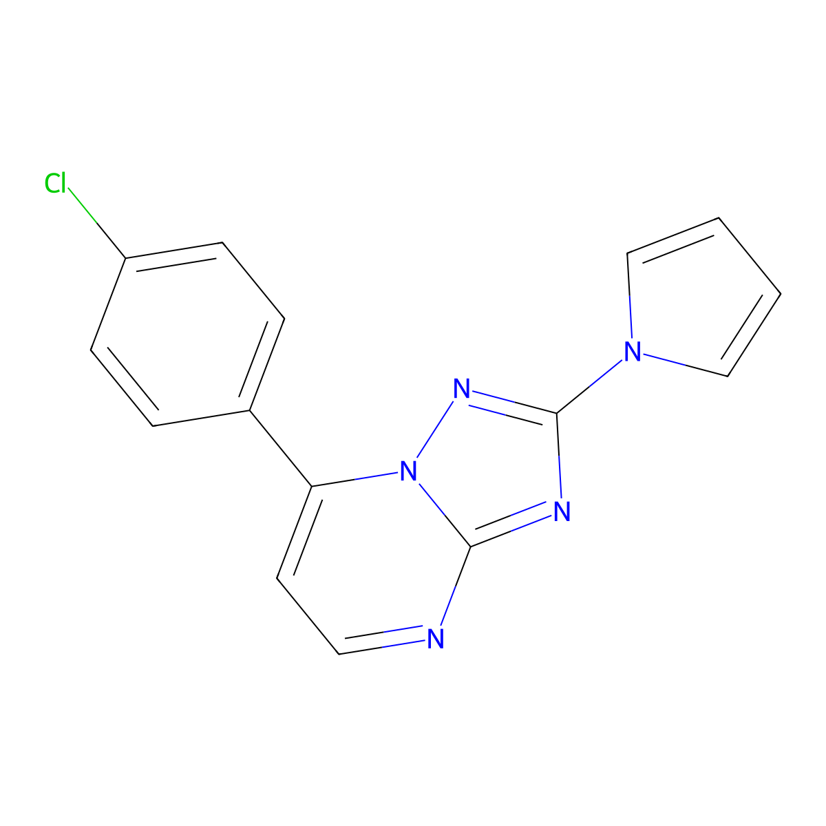 7-(4-chlorophenyl)-2-(1H-pyrrol-1-yl)[1,2,4]triazolo[1,5-a]pyrimidine molecular structure, CAS 303146-12-5