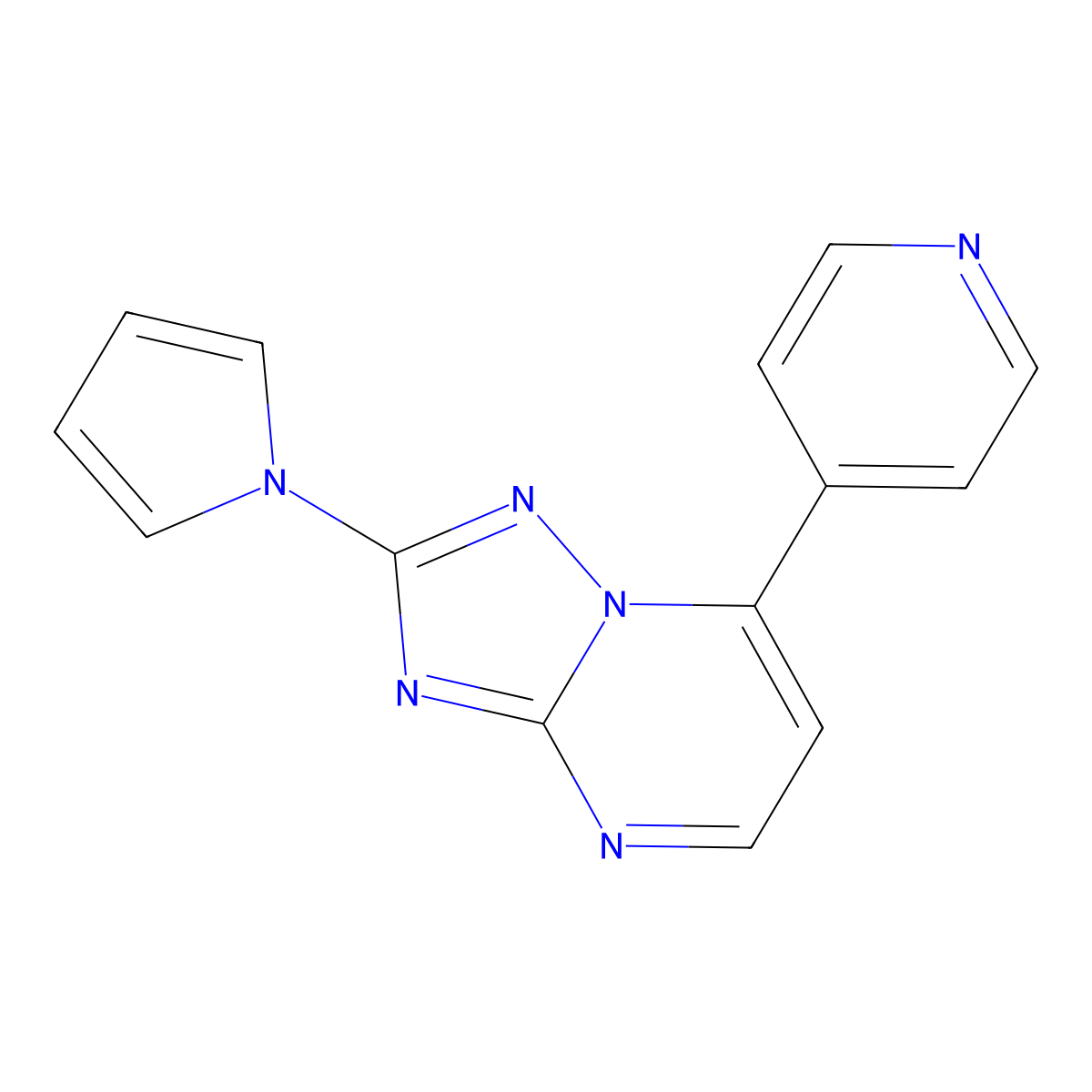 7-(4-pyridinyl)-2-(1H-pyrrol-1-yl)[1,2,4]triazolo[1,5-a]pyrimidine molecular structure, CAS 303146-13-6