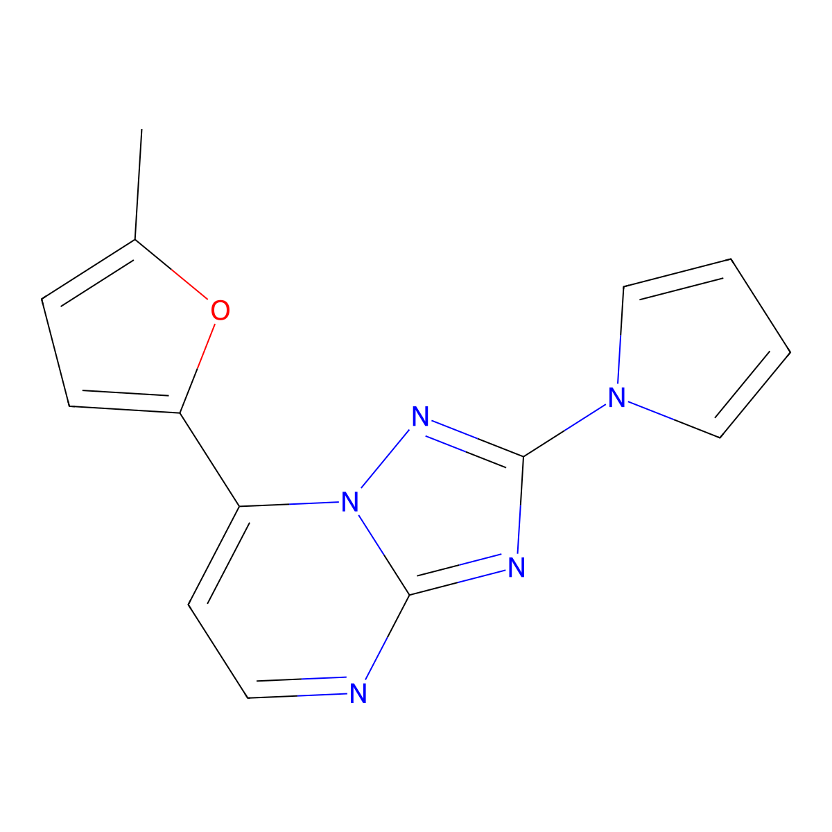 7-(5-methyl-2-furyl)-2-(1H-pyrrol-1-yl)[1,2,4]triazolo[1,5-a]pyrimidine molecular structure, CAS 303146-17-0