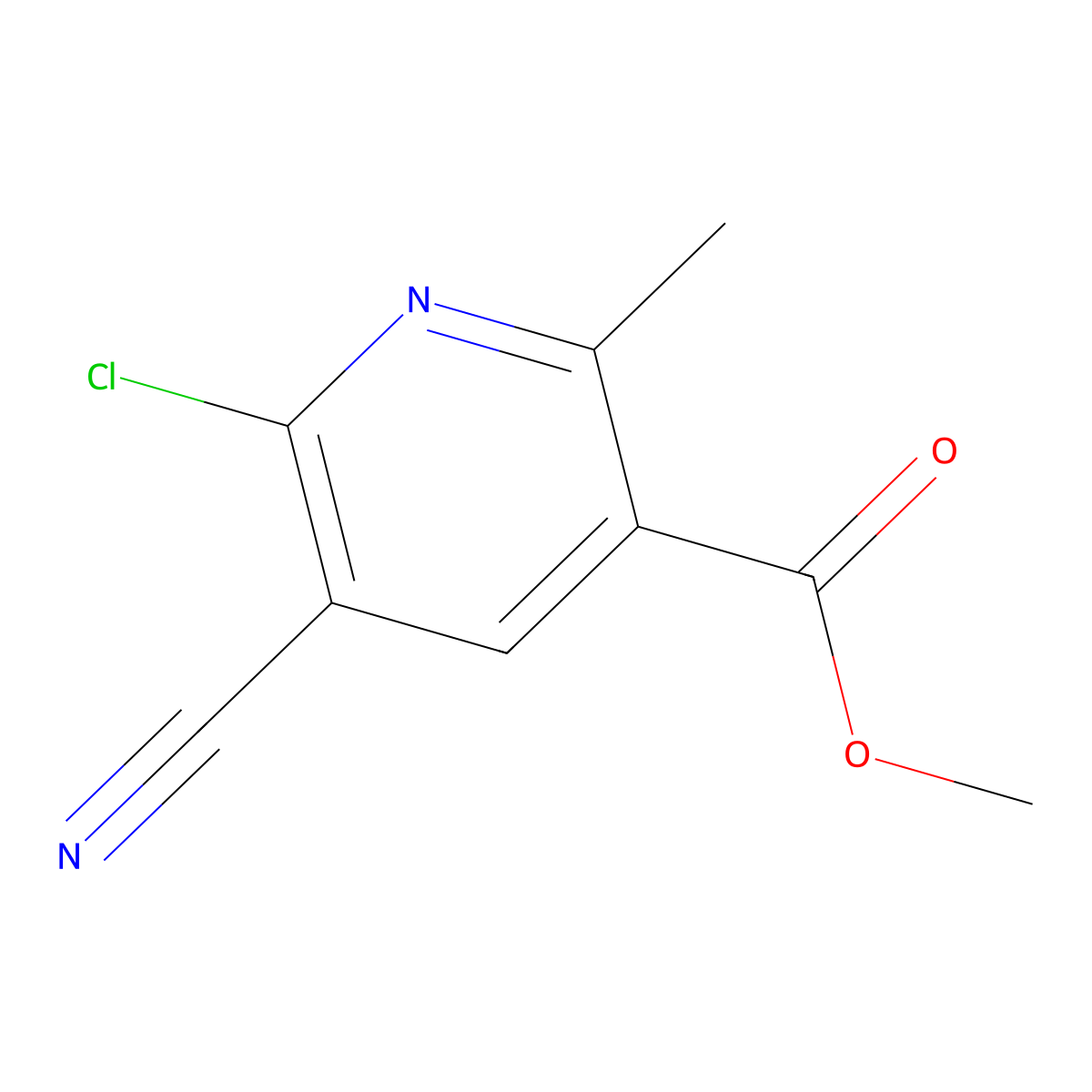 Methyl 6-chloro-5-cyano-2-methylnicotinate molecular structure, CAS 303146-25-0