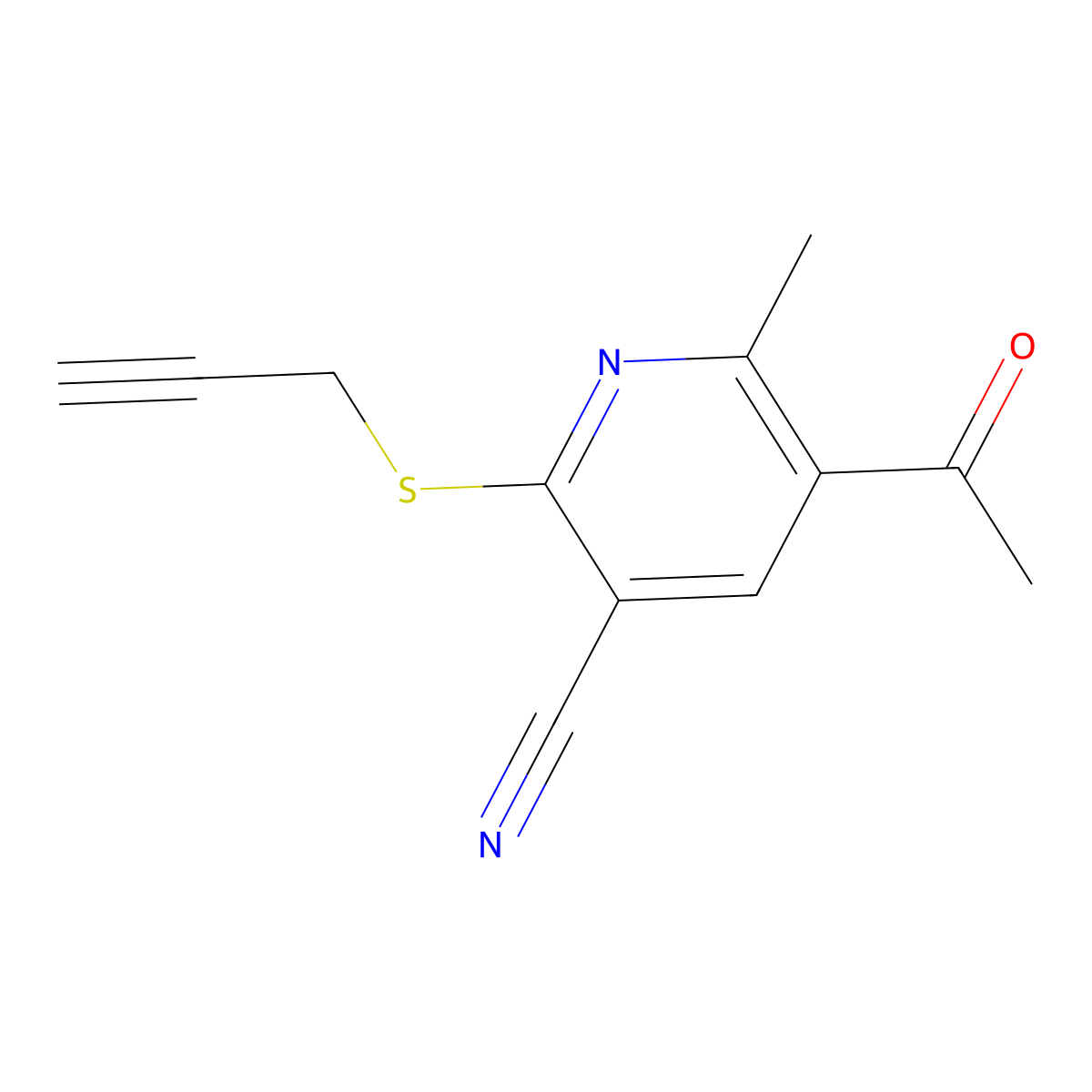 5-Acetyl-6-methyl-2-(2-propyn-1-ylthio)-3-pyridinecarbonitrile molecular structure, CAS 303146-29-4