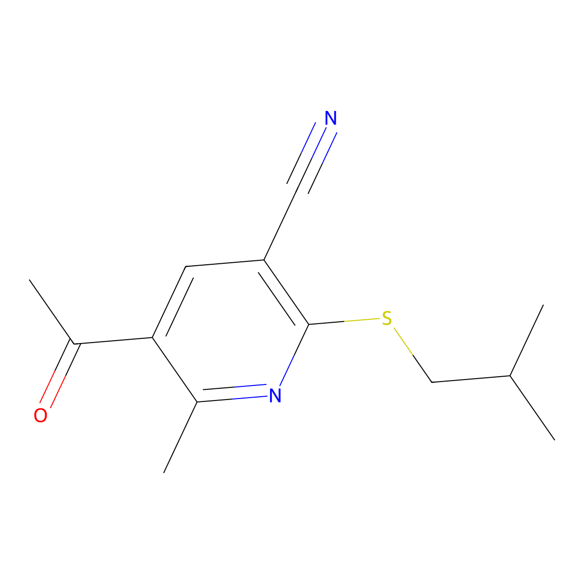 5-Acetyl-2-(isobutylsulfanyl)-6-methylnicotinonitrile molecular structure, CAS 303146-30-7