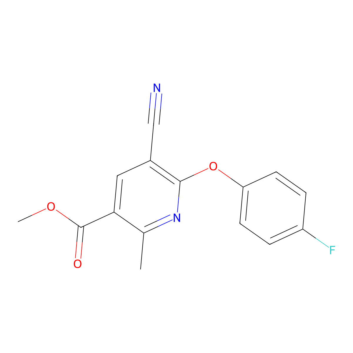 Methyl 5-cyano-6-(4-fluorophenoxy)-2-methylnicotinate molecular structure, CAS 303146-31-8
