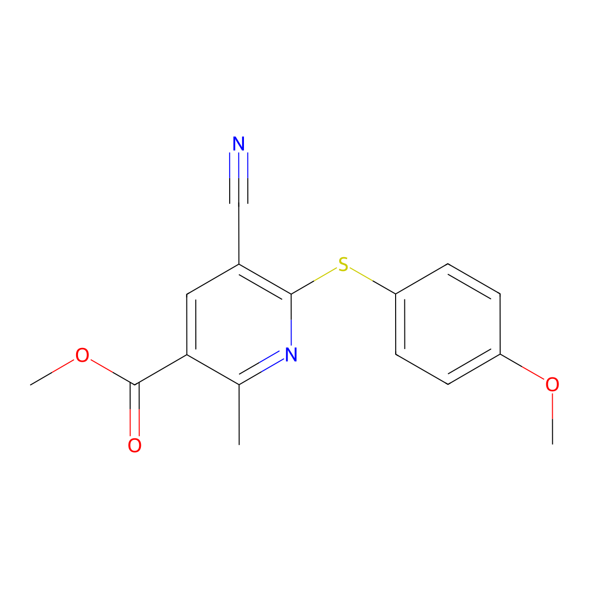 Methyl 5-cyano-6-[(4-methoxyphenyl)sulfanyl]-2-methylnicotinate molecular structure, CAS 303146-32-9