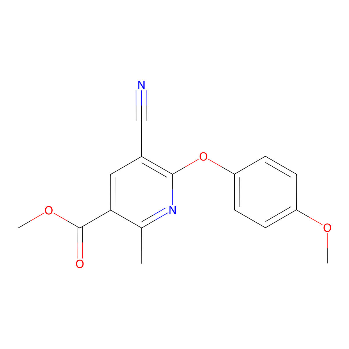 Methyl 5-cyano-6-(4-methoxyphenoxy)-2-methylpyridine-3-carboxylate molecular structure, CAS 303146-33-0