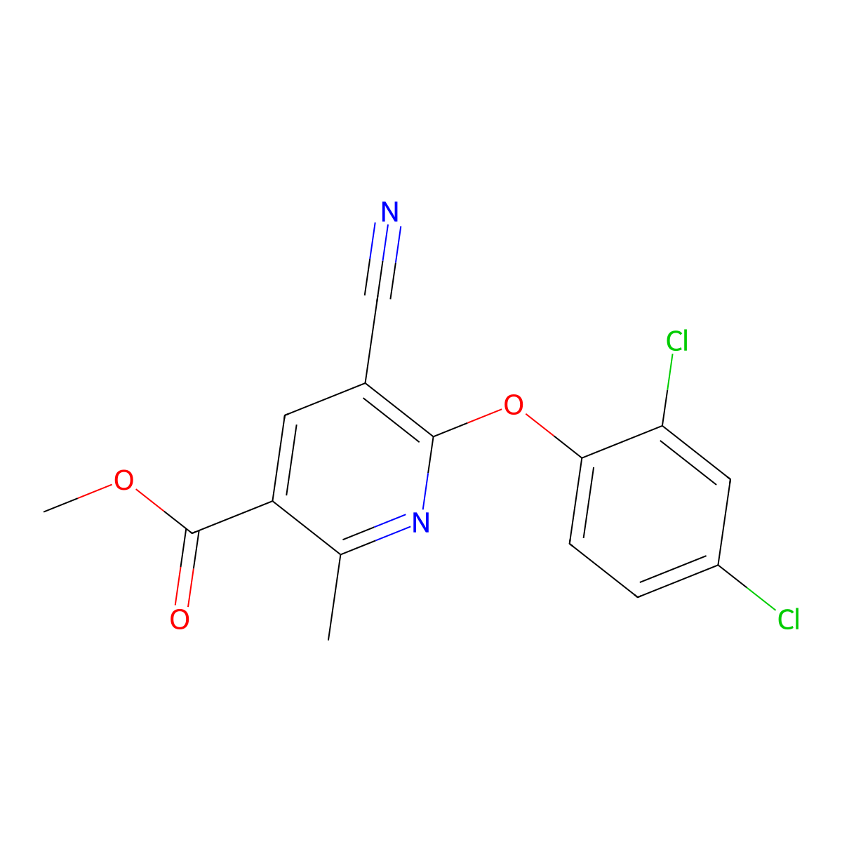 Methyl 5-cyano-6-(2,4-dichlorophenoxy)-2-methylnicotinate molecular structure, CAS 303146-41-0