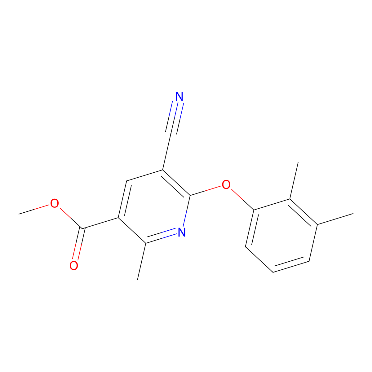 Methyl 5-cyano-6-(2,3-dimethylphenoxy)-2-methylnicotinate molecular structure, CAS 303146-47-6