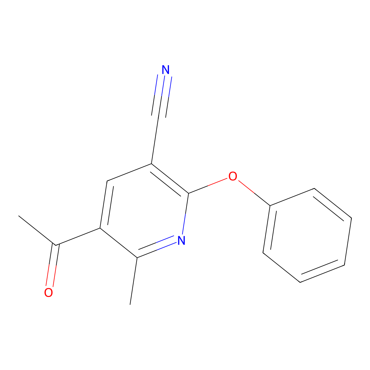 5-Acetyl-6-methyl-2-phenoxynicotinonitrile molecular structure, CAS 303146-49-8