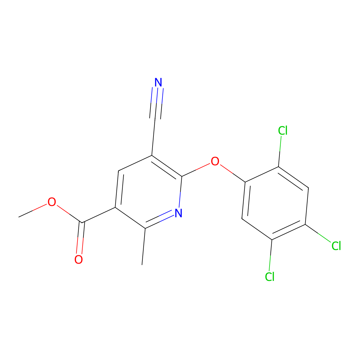 Methyl 5-cyano-2-methyl-6-(2,4,5-trichlorophenoxy)nicotinate molecular structure, CAS 303146-51-2