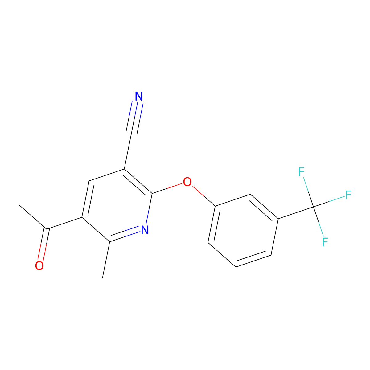 5-Acetyl-6-methyl-2-[3-(trifluoromethyl)phenoxy]pyridine-3-carbonitrile molecular structure, CAS 303146-62-5