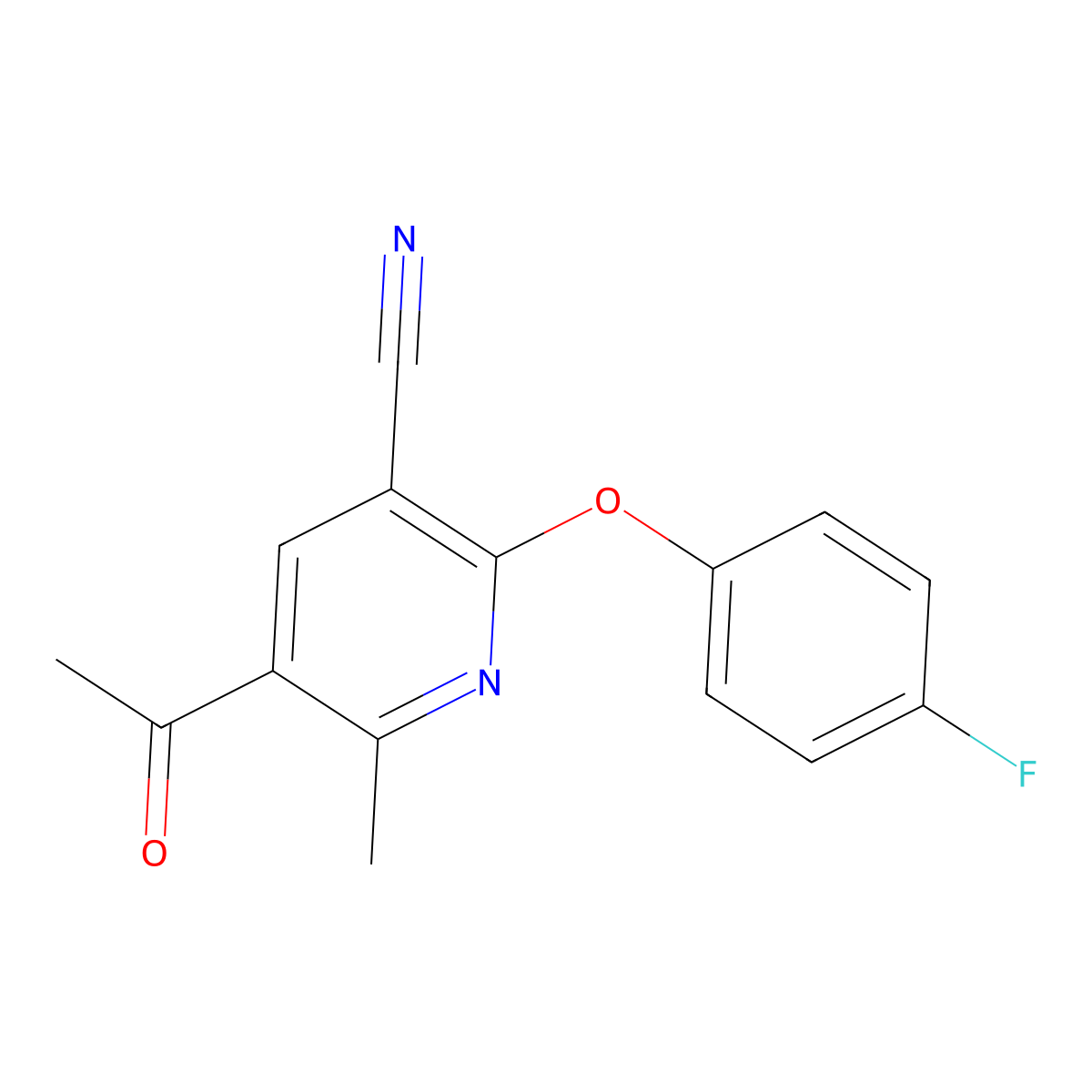 5-Acetyl-2-(4-fluorophenoxy)-6-methylnicotinonitrile molecular structure, CAS 303146-68-1