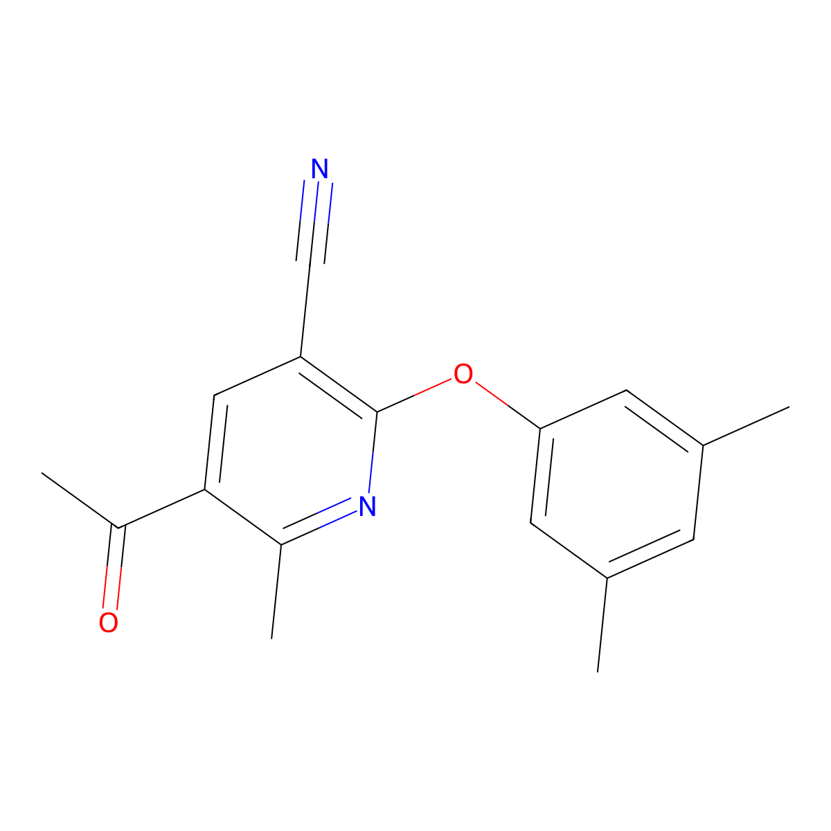 5-Acetyl-2-(3,5-dimethylphenoxy)-6-methylnicotinonitrile molecular structure, CAS 303146-70-5