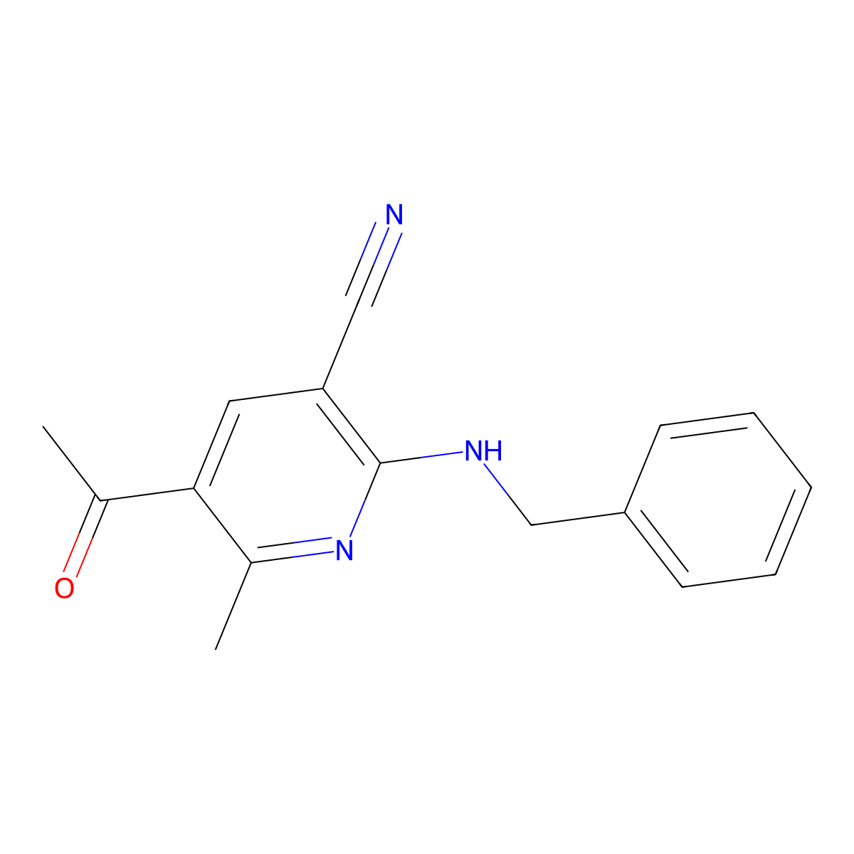 5-Acetyl-2-(benzylamino)-6-methylnicotinonitrile molecular structure, CAS 303146-80-7