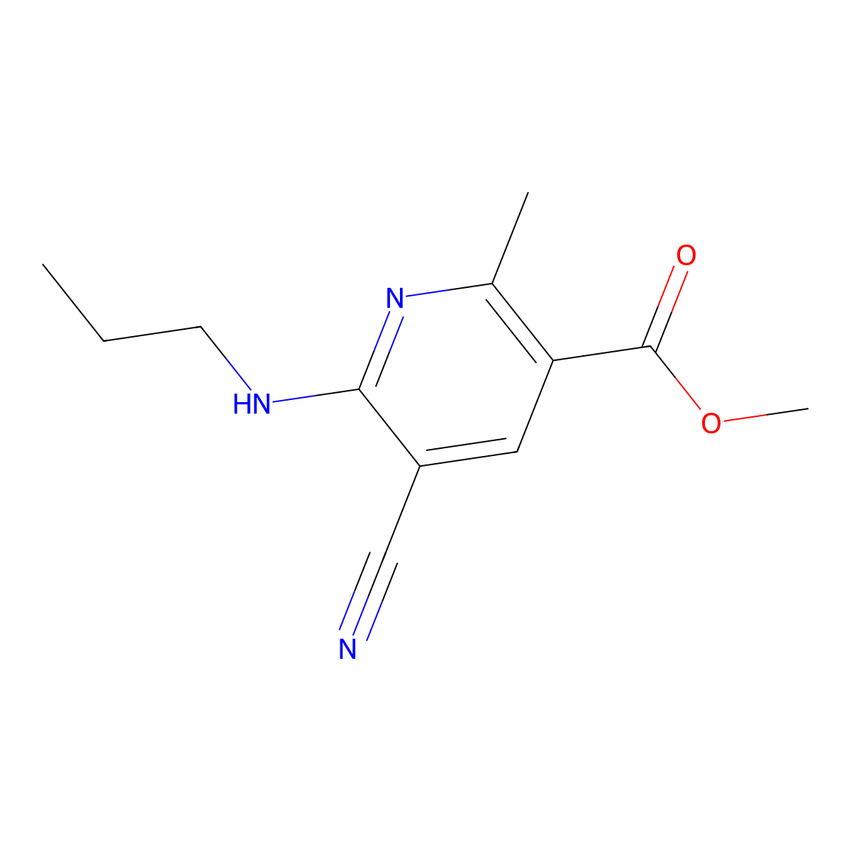 Methyl 5-cyano-2-methyl-6-(propylamino)pyridine-3-carboxylate molecular structure, CAS 303146-91-0