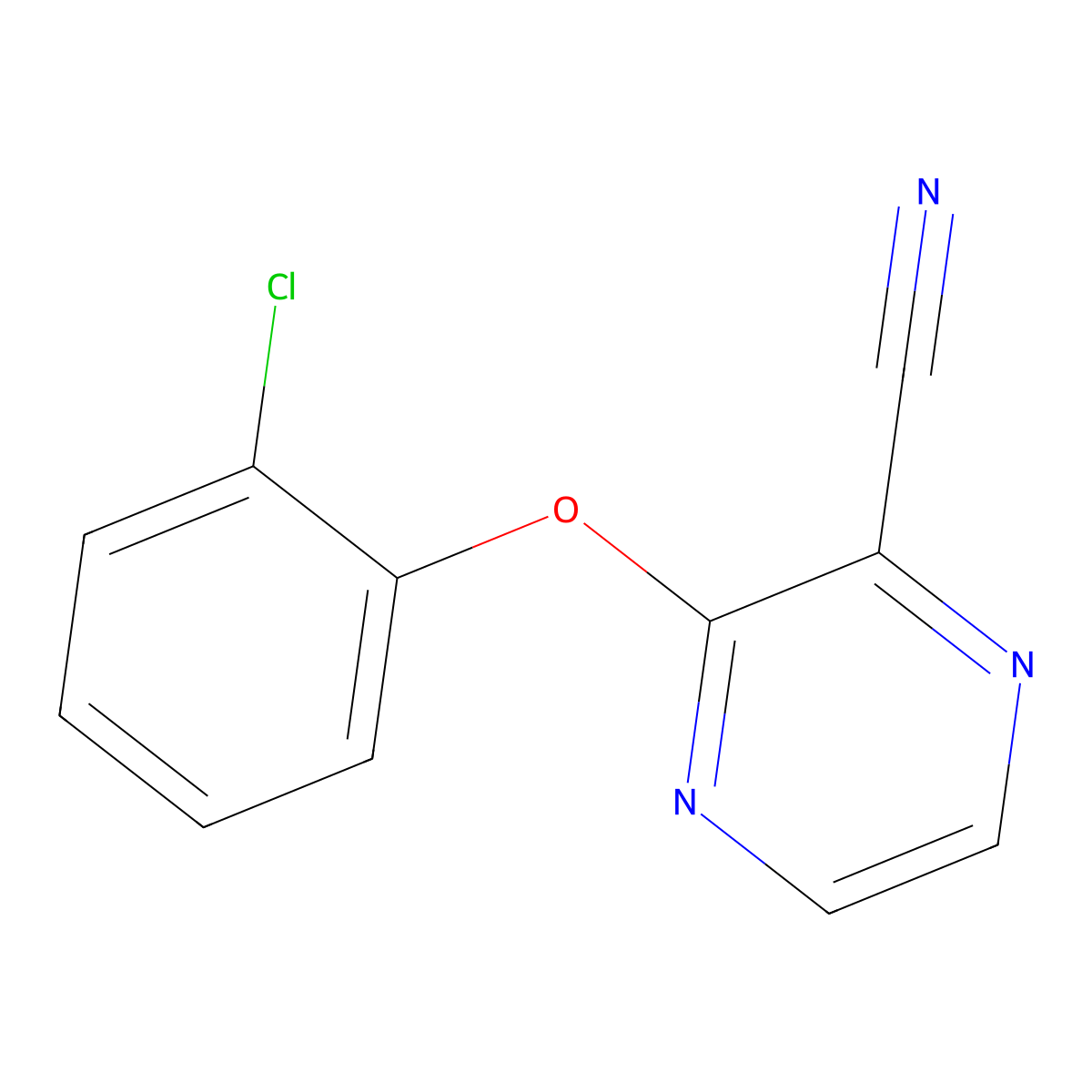 3-(2-Chlorophenoxy)pyrazine-2-carbonitrile molecular structure, CAS 303146-94-3