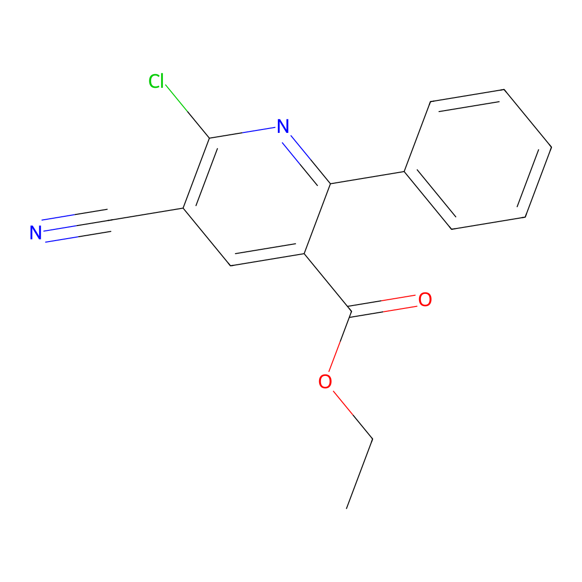 Ethyl 6-chloro-5-cyano-2-phenylnicotinate molecular structure, CAS 303146-96-5