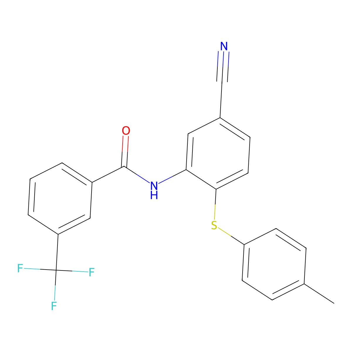 N-{5-cyano-2-[(4-methylphenyl)sulfanyl]phenyl}-3-(trifluoromethyl)benzenecarboxamide molecular structure, CAS 303147-03-7