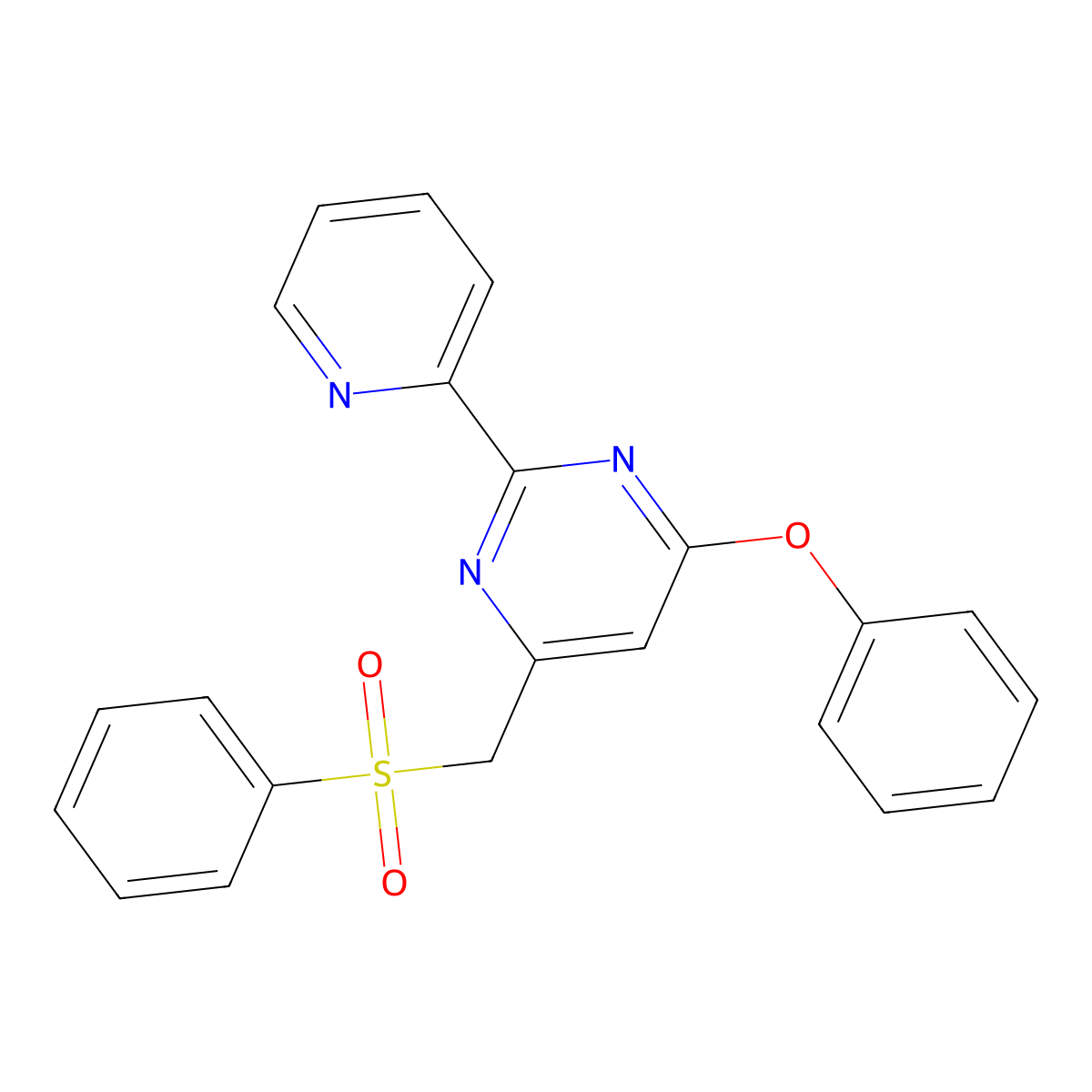 [6-Phenoxy-2-(2-pyridinyl)-4-pyrimidinyl]methyl phenyl sulfone molecular structure, CAS 303147-08-2