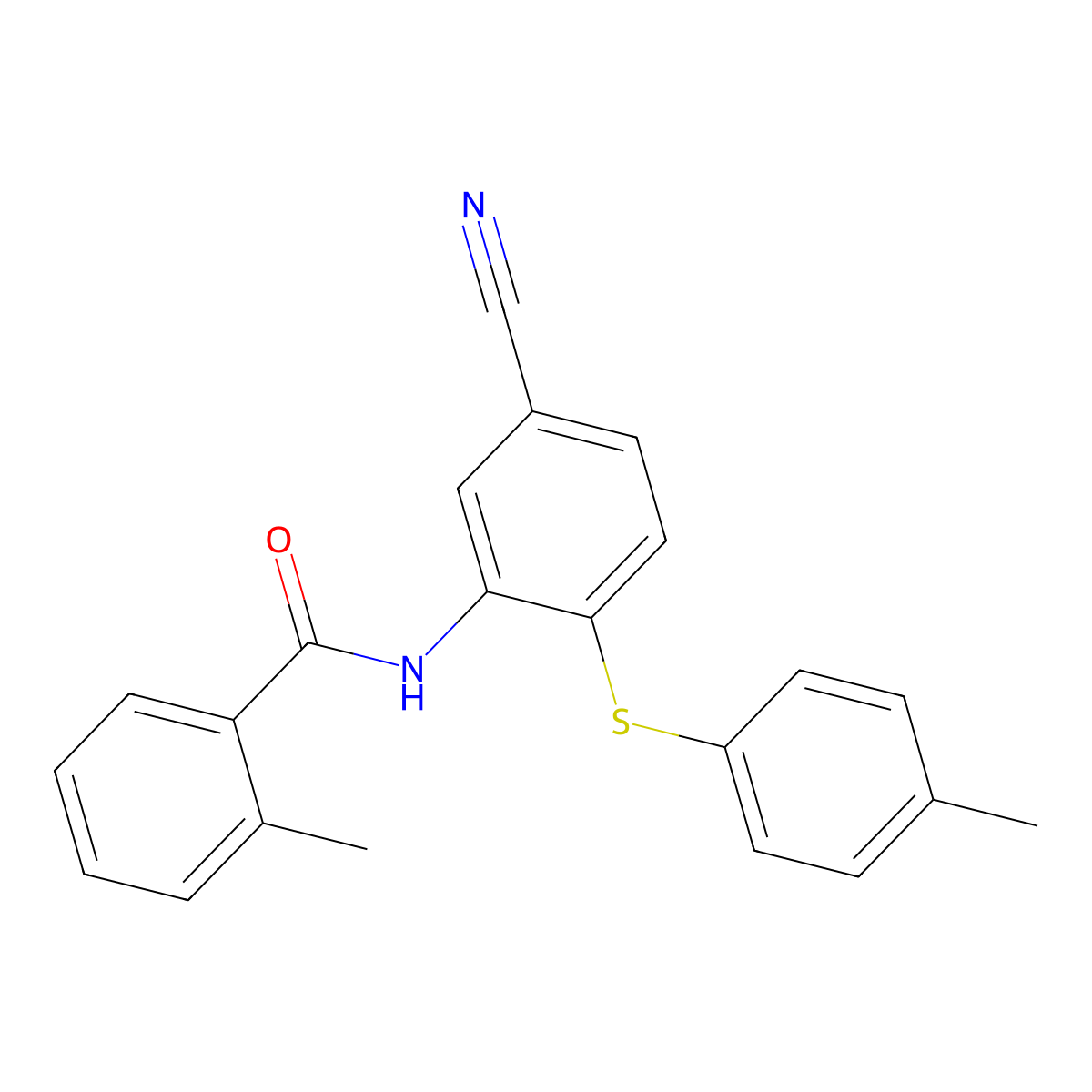 N-{5-cyano-2-[(4-methylphenyl)sulfanyl]phenyl}-2-methylbenzenecarboxamide molecular structure, CAS 303147-13-9