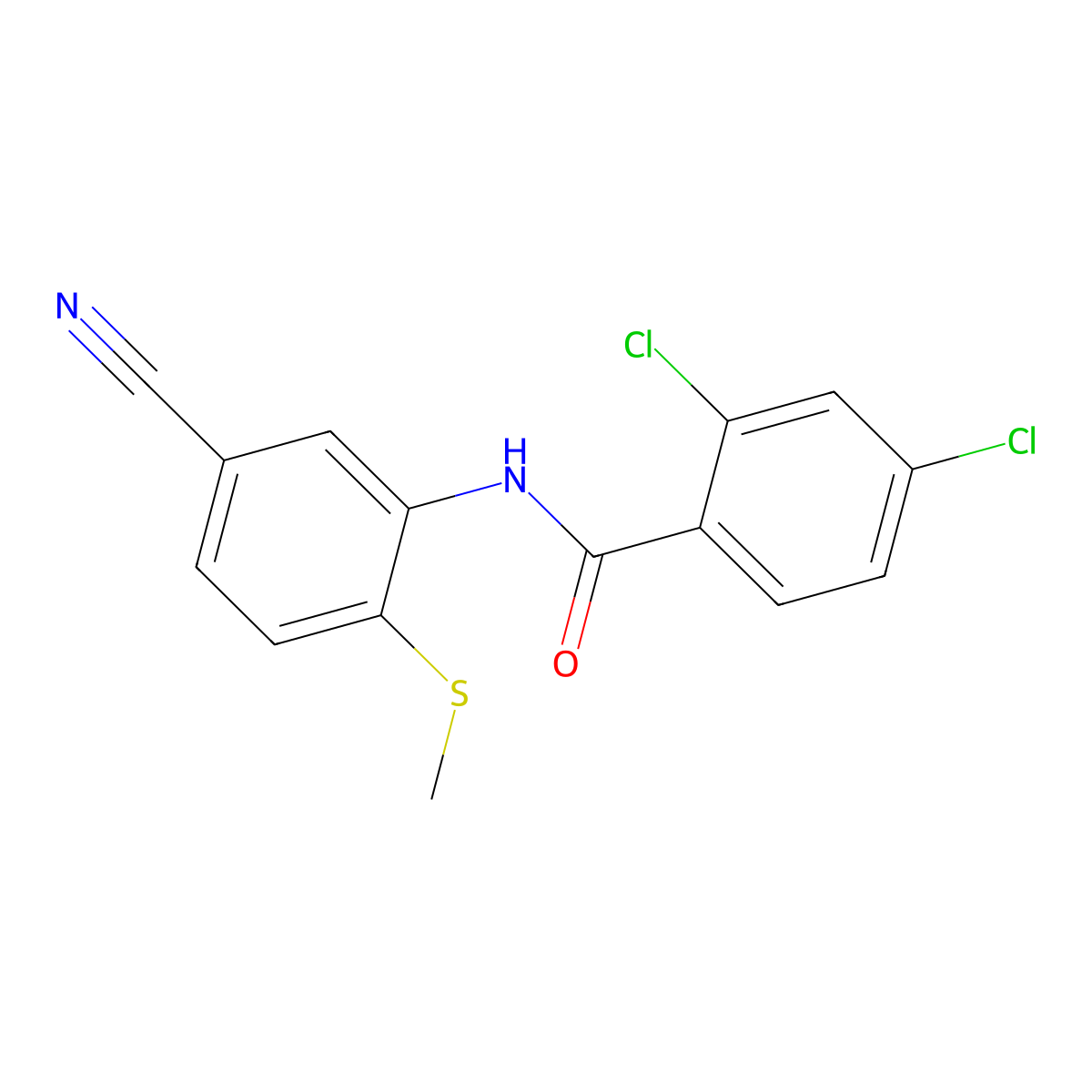 2,4-dichloro-N-[5-cyano-2-(methylsulfanyl)phenyl]benzenecarboxamide molecular structure, CAS 303147-20-8