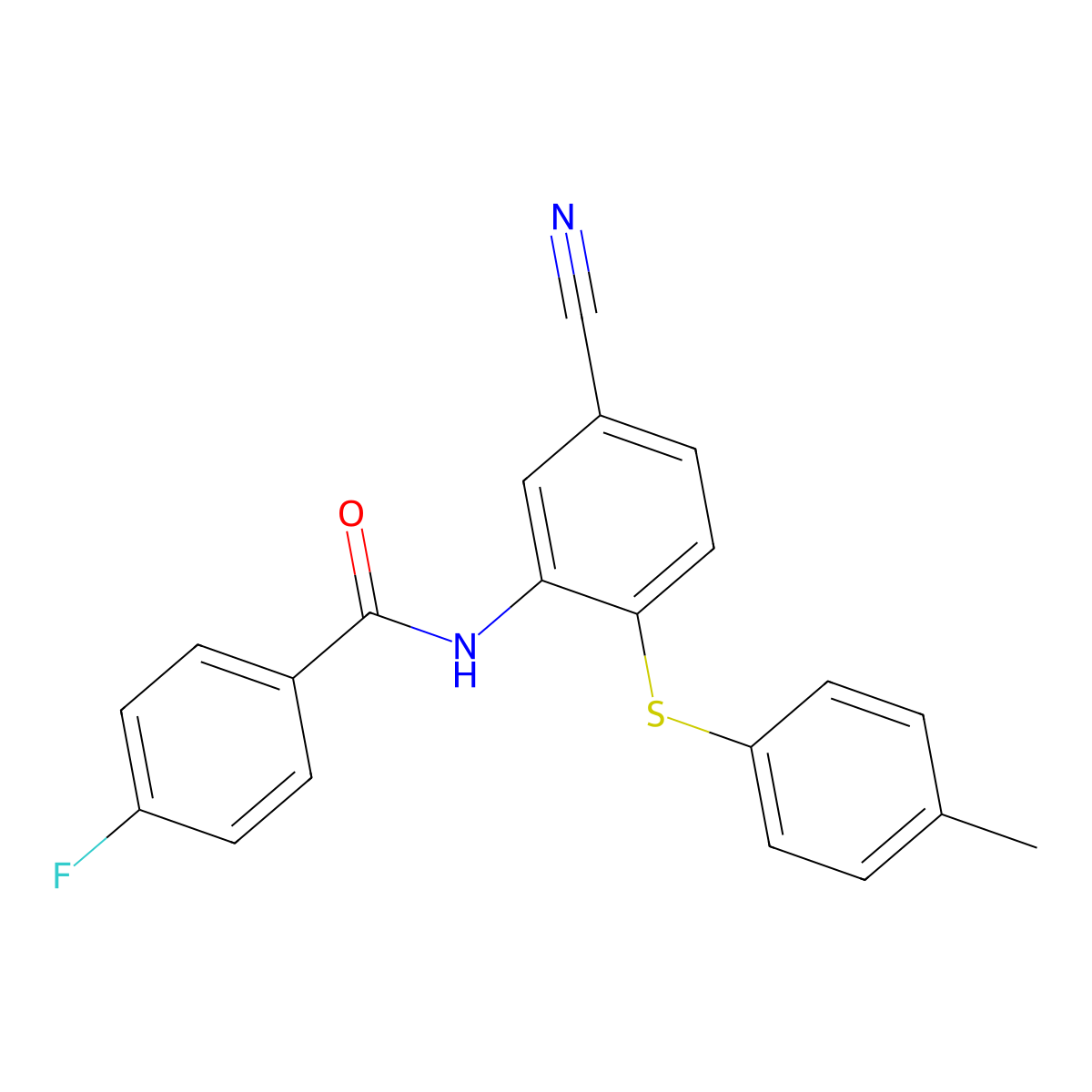 N-{5-cyano-2-[(4-methylphenyl)sulfanyl]phenyl}-4-fluorobenzenecarboxamide molecular structure, CAS 303147-23-1