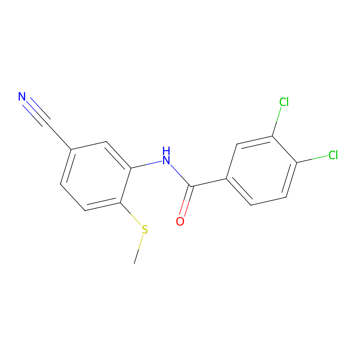 3,4-Dichloro-N-(5-cyano-2-(methylsulfanyl)phenyl)benzenecarboxamide molecular structure, CAS 303147-24-2