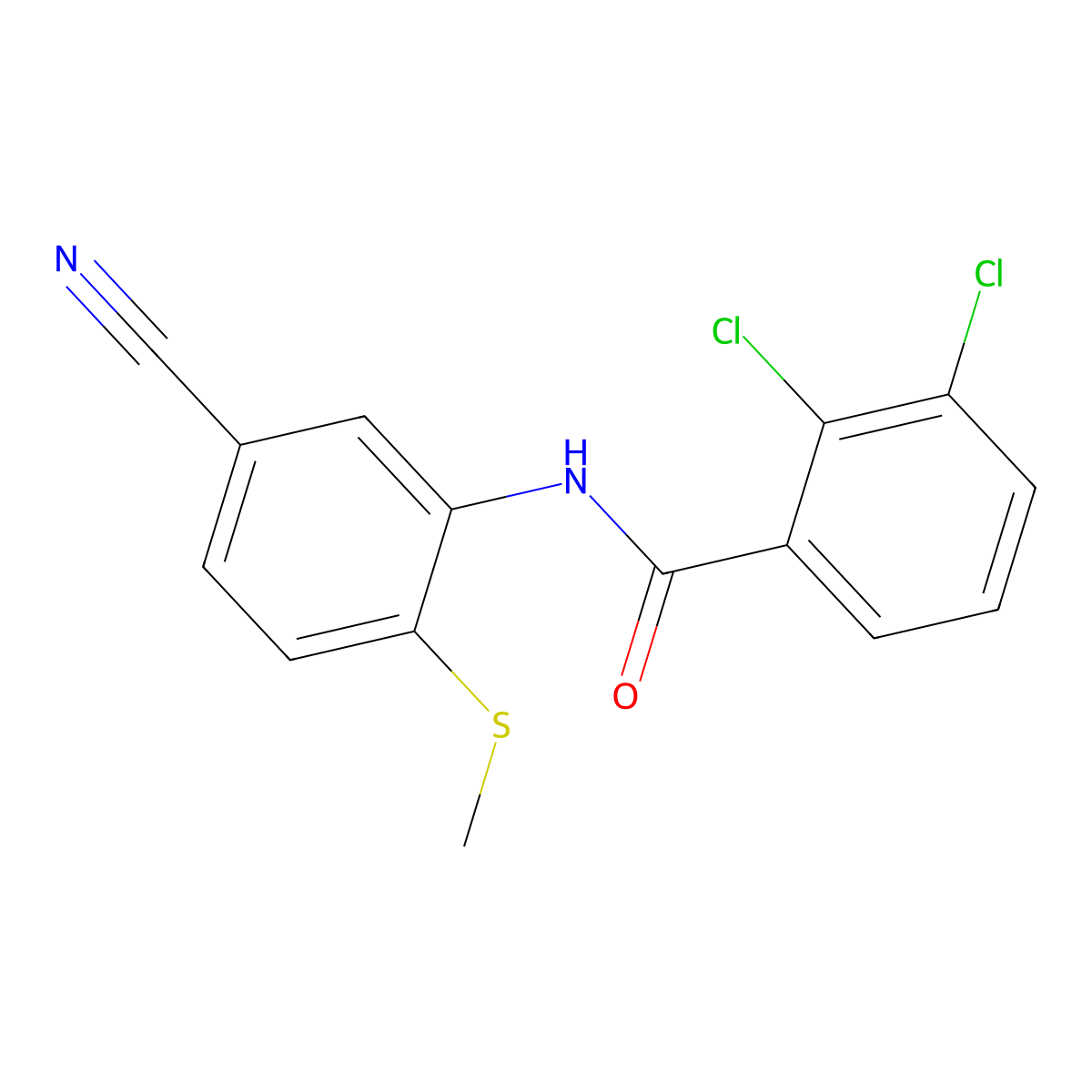 2,3-Dichloro-N-(5-cyano-2-(methylsulfanyl)phenyl)benzenecarboxamide molecular structure, CAS 303147-25-3