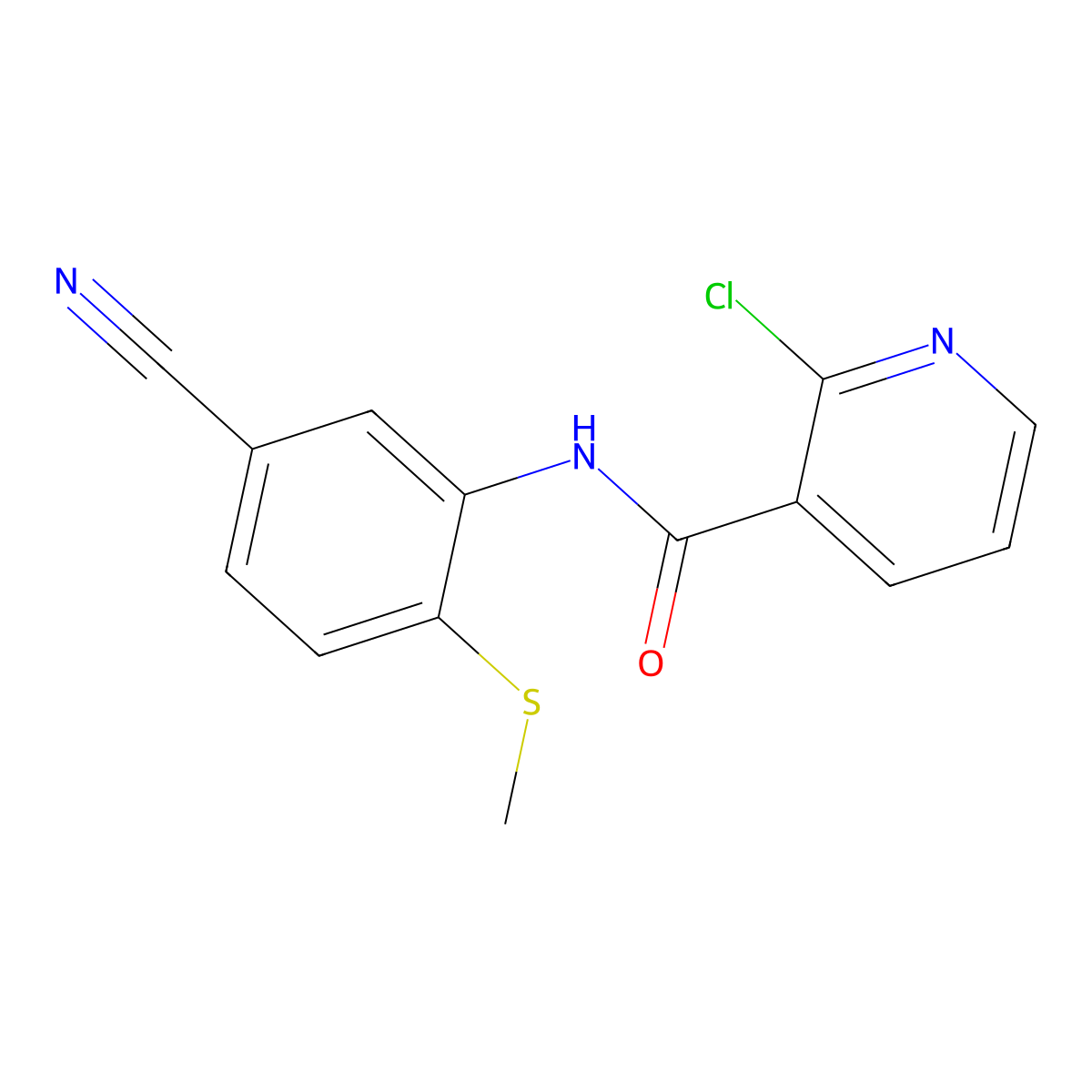2-Chloro-N-(5-cyano-2-(methylsulfanyl)phenyl)nicotinamide molecular structure, CAS 303147-26-4