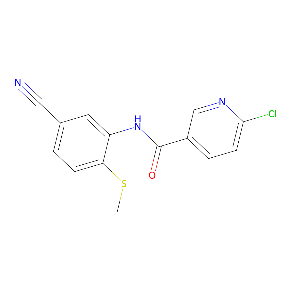 6-chloro-N-[5-cyano-2-(methylsulfanyl)phenyl]nicotinamide molecular structure, CAS 303147-27-5