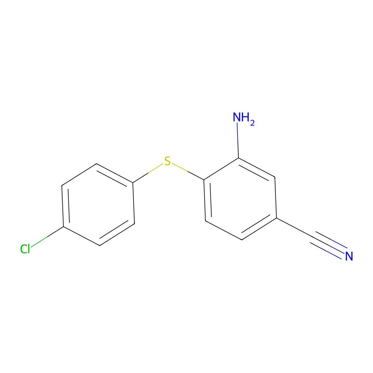 3-Amino-4-[(4-chlorophenyl)sulfanyl]benzenecarbonitrile molecular structure, CAS 303147-30-0