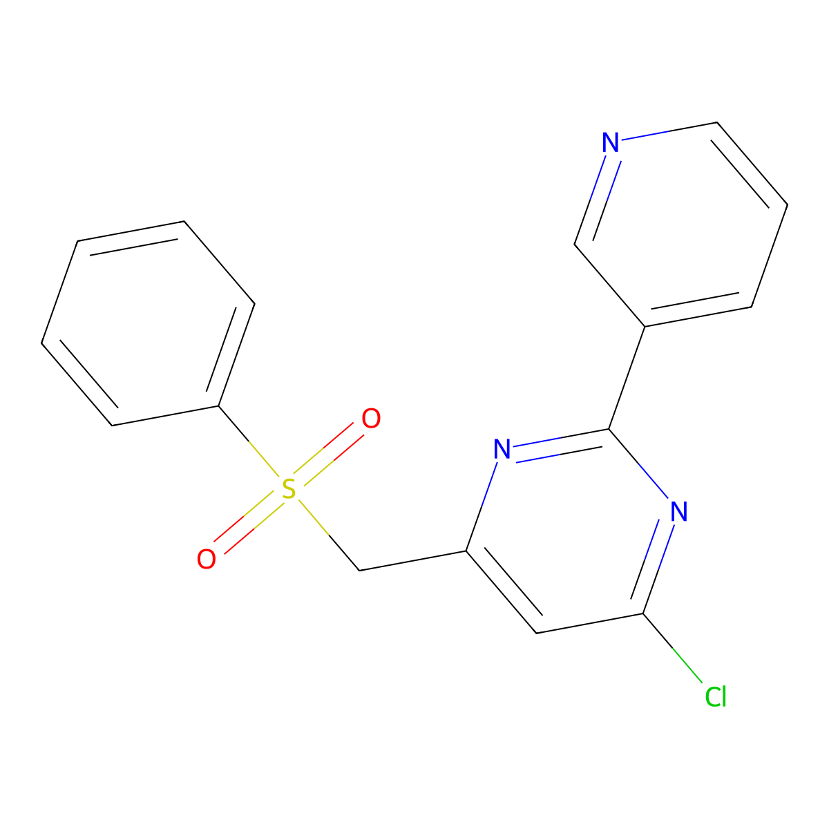 4-Chloro-6-[(phenylsulfonyl)methyl]-2-(3-pyridinyl)pyrimidine molecular structure, CAS 303147-31-1